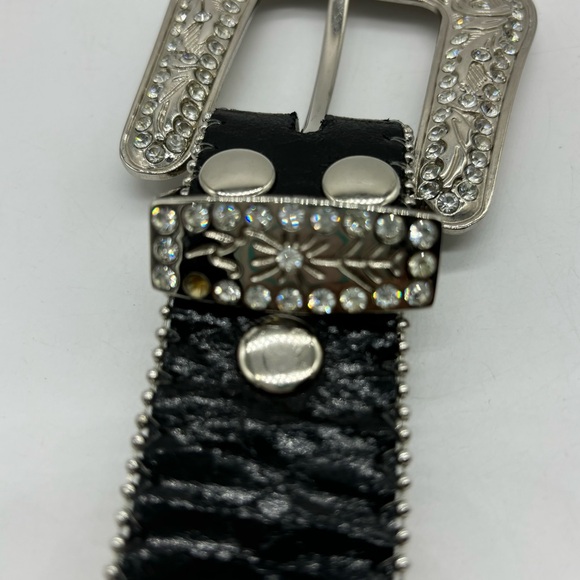 Blazin Roxx Womens M Belt Black Leather Rhinestone Horseshoe Bling Cowgirl - Picture 7 of 8